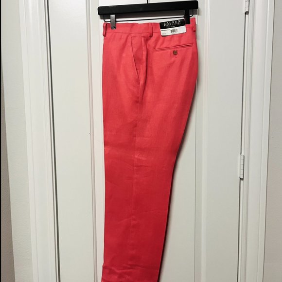 Lauren Ralph Lauren Other - NWT Lauren Ralph Lauren Linen Trouser Pants - Coral - 33 x 30